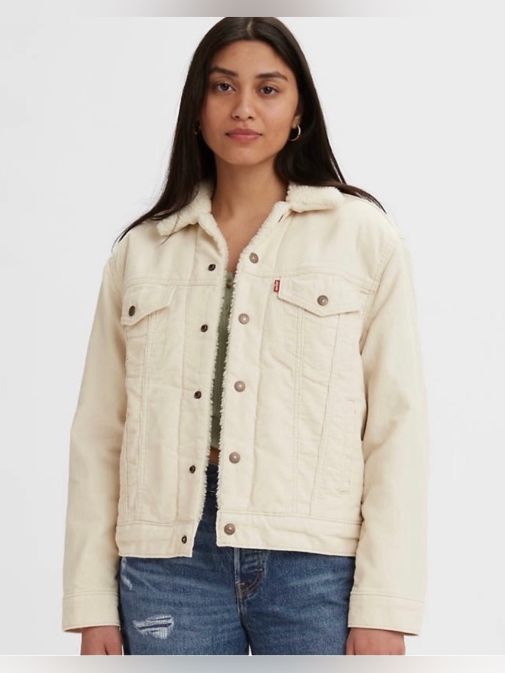 LEVIS EX-BOYFRIEND CORDUROY SHERPA TRUCKER JACKET